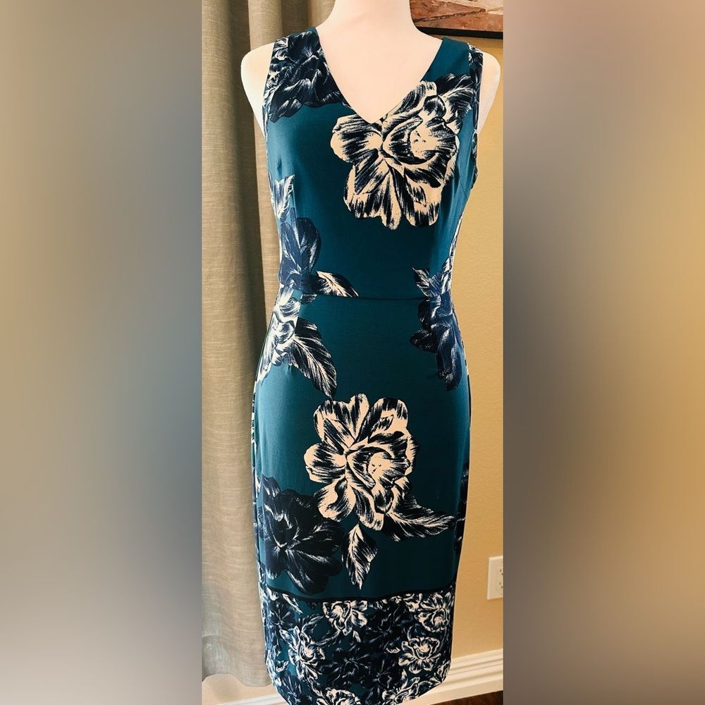 White House Black Market Blue Sheath Halter Dress